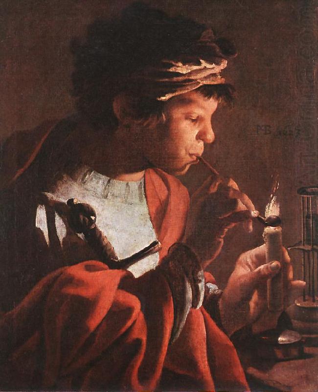 Boy Lighting a Pipe aer, TERBRUGGHEN, Hendrick